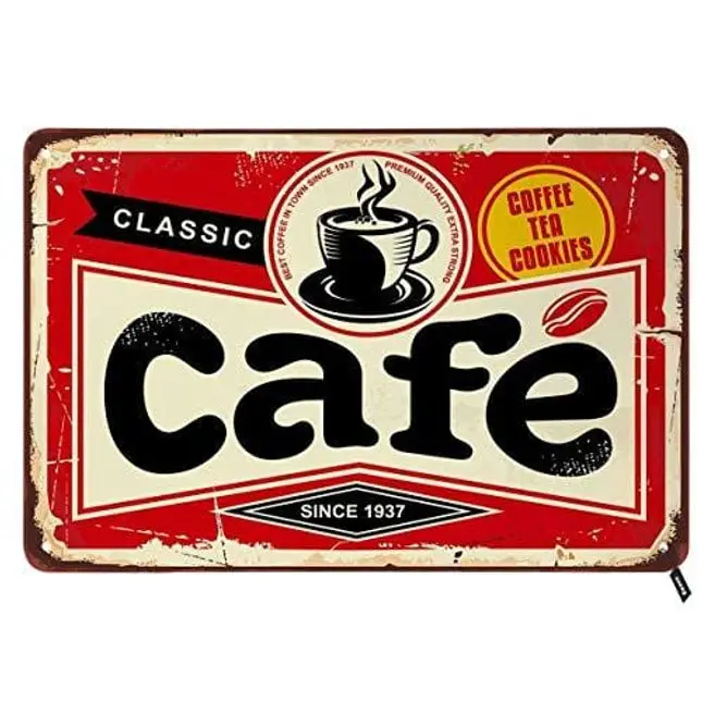 Swono Cafe Tin Signs,Classic Coffee Tea Cookies Since 1937 Vintage Metal Tin Sign for Men Women,Wall Decor for Bars,Restaurants,Cafes Pubs,12x8 Inch