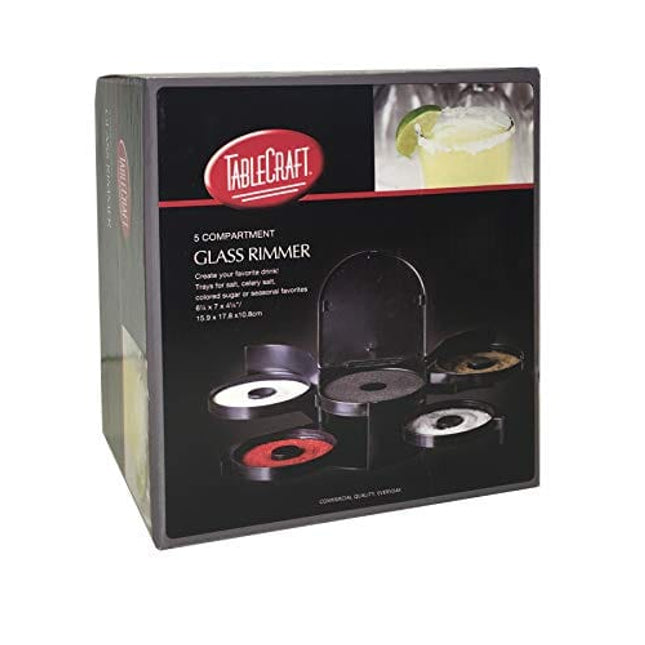 Tablecraft Glass Rimming Station with 5-Swing Out Trays , 2.3, Black