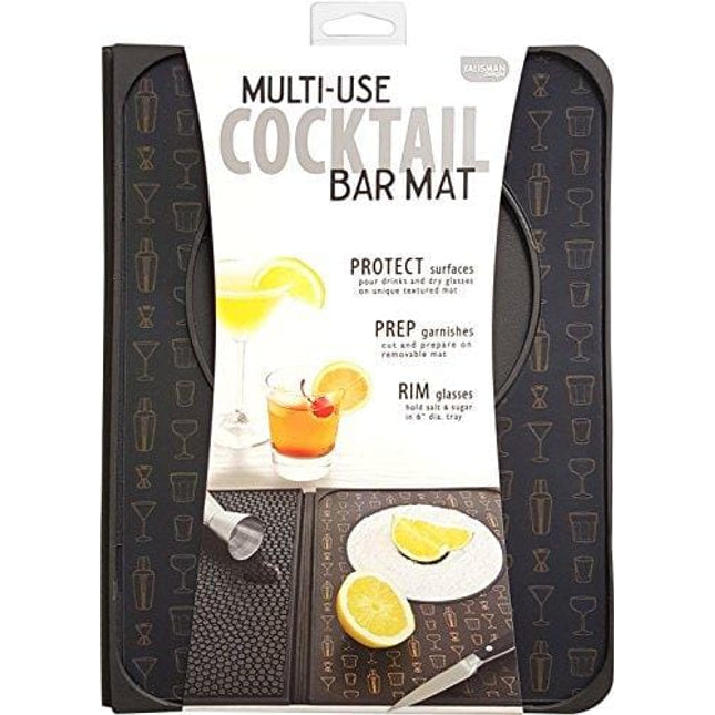 Talisman Designs Original Multi-Use Countertop Cocktail Bar Mat, 9 by 12, Black