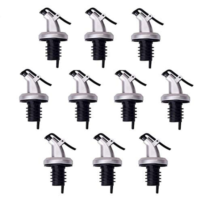 10 Pcs Pour Spouts, TBWHL Olive Oil Vinegar Dispenser Bottle Liquor Wine Pourers Flip Top Stopper Leak-proof with Lid for Kitchen and Bar