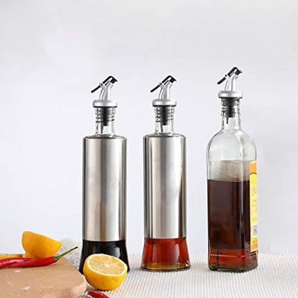 10 Pcs Pour Spouts, TBWHL Olive Oil Vinegar Dispenser Bottle Liquor Wine Pourers Flip Top Stopper Leak-proof with Lid for Kitchen and Bar