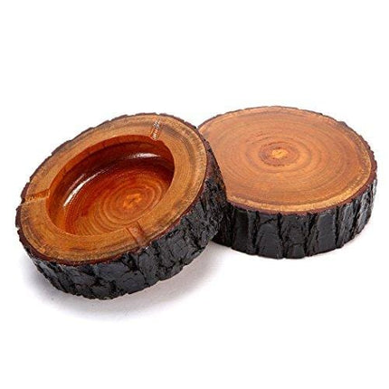 Teagas 5.5" Round Original Wooden Cigarette Ashtray Outdoors and Indoors Ash Tray