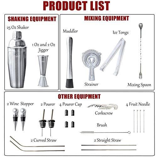 Bartender Kit with Case, Stainless Steel Bartender Tools Kit, Wine Gla –  Lifestyle Banquet