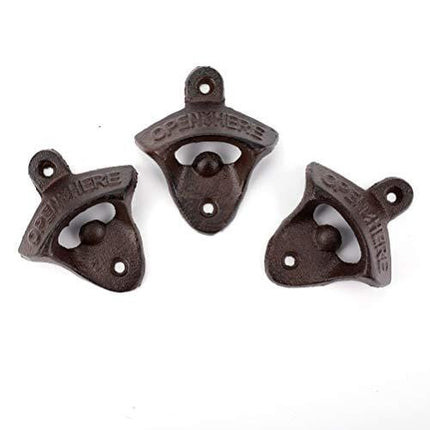 Tebery 12 Pack Cast Iron Wall Mounted Bottle Opener with Screws for Beer Cap Coke Bottle