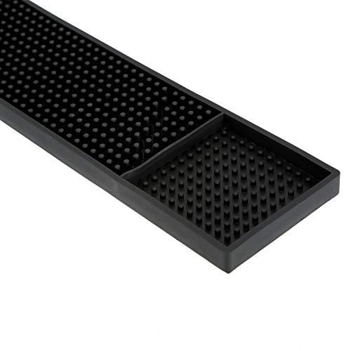 Tebery Black Mat 18 x 12 Rubber Bar Service Spill Mat ( 2 Pack )