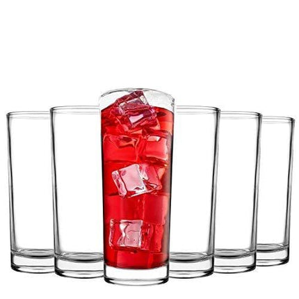 Tebery 6 Pack Clear Heavy Base Highball Glasses Drink Glasses Tumbler Beverage Set (11 Ounce)