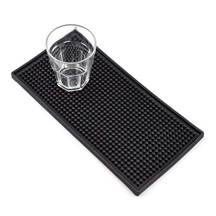 Tebery Black Mat 12" x 6" Rubber Bar Service Spill Mat (2 Pack)
