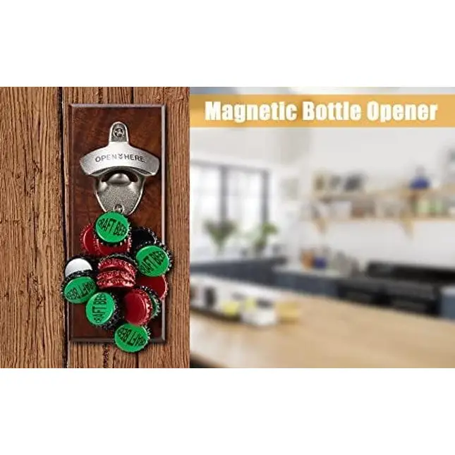 Gifts for Men Dad Husband, Magnetic Bottle Opener Wall Mounted Cap Catcher, Anniversary Birthday Gifts for Men Him Boyfriend Teen Boy, Cool Gadget