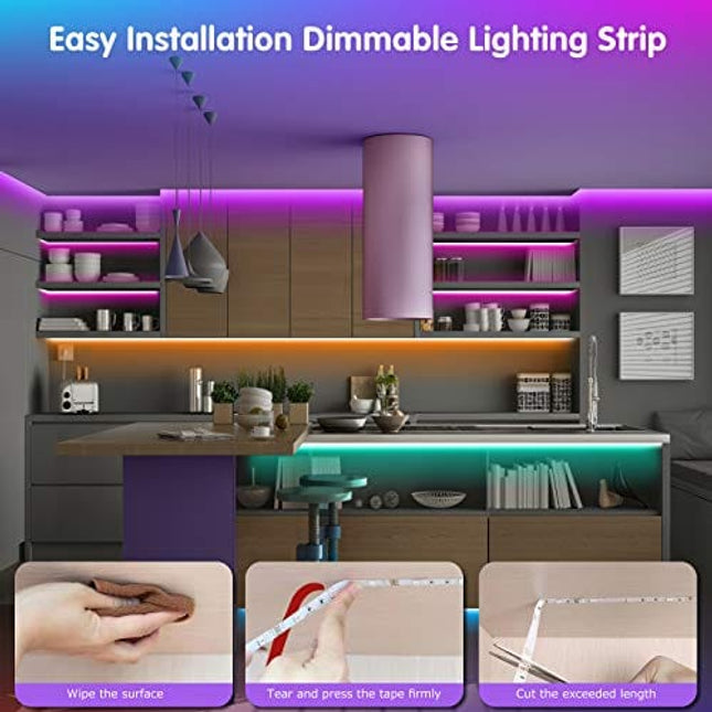 Tenmiro Led Lights for Bedroom 100ft (2 Rolls of 50ft) Music Sync Color Changing LED Strip Lights with Remote and App Control 5050 RGB LED Strip, LED Lights for Room Home Party Decoration