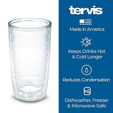 Tervis Made in USA Double Walled Clear & Colorful Tabletop Insulated Tumbler Cup Keeps Drinks Cold & Hot, 16oz - 4pk, Assorted