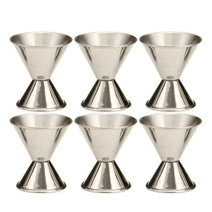 Tezzorio (6 Pack) Double 1/2 & 1 Oz Bar Jigger, Stainless Steel Cocktail Jiggers Pony Shot Measuring Liquor/Bartender Supplies
