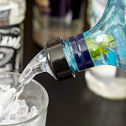 (Pack of 12) Measured Liquor Bottle Pourers, 1.5 oz, Clear Spout Bottle Pourer with Yellow Tail and Black Collar, Measured Pour Spouts by Tezzorio
