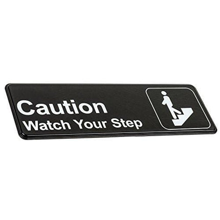 Caution Watch Your Step Sign - Black and White, 9" x 3", Safety/Caution Signs, Restaurant Compliance Signs by Tezzorio