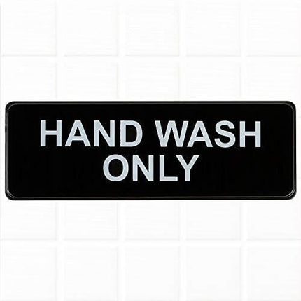 Hand Wash Only Sign - Black and White, 9 x 3-inches Hand Wash Only Sink Sign, Restaurant Compliance Signs by Tezzorio