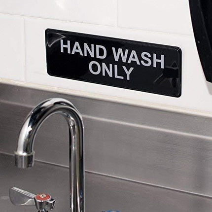 Hand Wash Only Sign - Black and White, 9 x 3-inches Hand Wash Only Sink Sign, Restaurant Compliance Signs by Tezzorio