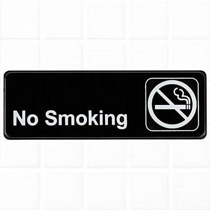 No Smoking Sign - Black and White, 9 x 3-inches No Smoking Sign for Door/Wall, Restaurant Compliance Signs by Tezzorio