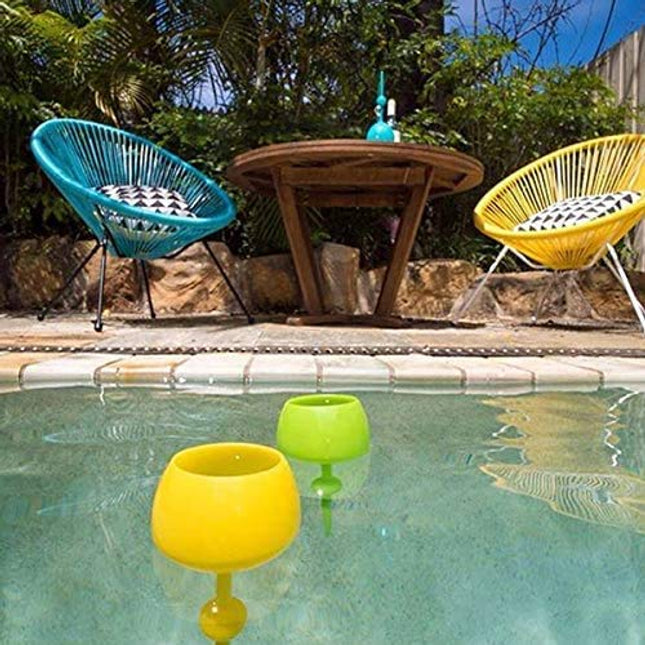 The Beach Glass - Original Floating Wine Glass - Acrylic and Shatterproof Beer, Cocktail, Drinking Cups for Pool, Beach, Camping and Outdoor Picnic Use -12 Oz (4 Pack: Clear, Green, White, Purple)