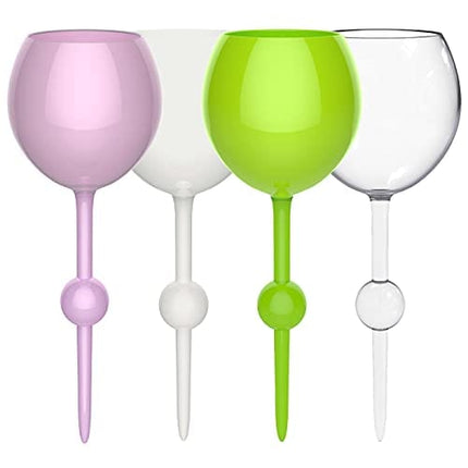 The Beach Glass - Original Floating Wine Glass - Acrylic and Shatterproof Beer, Cocktail, Drinking Cups for Pool, Beach, Camping and Outdoor Picnic Use -12 Oz (4 Pack: Clear, Green, White, Purple)