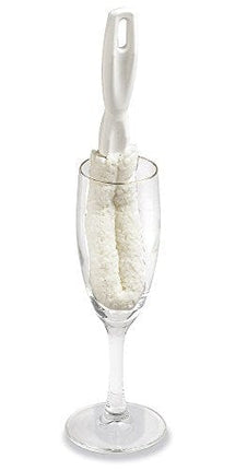 FryOilSaver Co, B61C Flute and Stemware Wine Glass Cleaning Brush, Non Scratch Foam Bristle Brush for Cleaning Crystal Glasses
