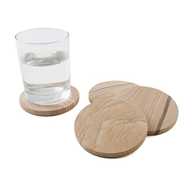 Thirstystone Brand - Desert Sand Coaster, Multicolor All Natural Sandstone - Durable Stone with Varying Patterns, Every Coaster Is An Original 4 inch round