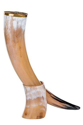 Thor Horn Large Viking Drinking Horn with Stand - Genuine Handcrafted Viking Horn Cup for Mead, Ale and Beer - Original Medieval 20 oz Mug and Burlap Gift Sack (Horn Stand)