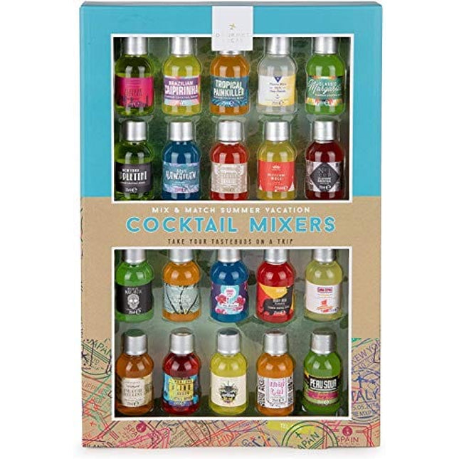 Thoughtfully Cocktails, Mix and Match Mini Sampler Cocktail Mixer Set, Vegan and Vegetarian, Tropical and Classic, Set of 20 (Contains NO Alcohol)
