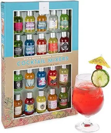 Thoughtfully Cocktails, Mix and Match Mini Sampler Cocktail Mixer Set, Vegan and Vegetarian, Tropical and Classic, Set of 20 (Contains NO Alcohol)
