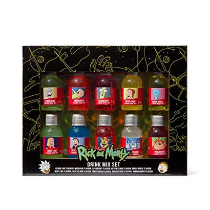 Adult Swim RICK AND MORTY Drink Mix Gift Set, Officially Licensed, Drink Mixer Flavors Include Cranberry, Lemon, Fruit Punch and More, Pack of 10 (Contains No Alcohol)