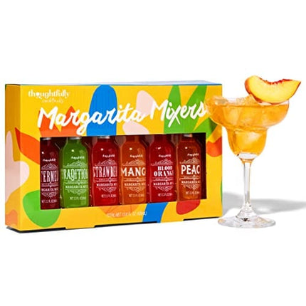 Thoughtfully Cocktails, Margarita Cocktail Mixer Gift Set, Vegan and Vegetarian, Variety of Fruit Flavors, Set of 6 (Contains NO Alcohol)