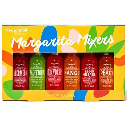 Thoughtfully Cocktails, Margarita Cocktail Mixer Gift Set, Vegan and Vegetarian, Variety of Fruit Flavors, Set of 6 (Contains NO Alcohol)