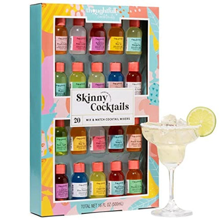 Thoughtfully Cocktails, Mix and Match Skinny Cocktail Mixers in Glass Bottles, Vegan and Vegetarian, Combine Two Bottles for a Delicious Sugar-Free Cocktail Mixer, Pack of 20 (Contains NO Alcohol)