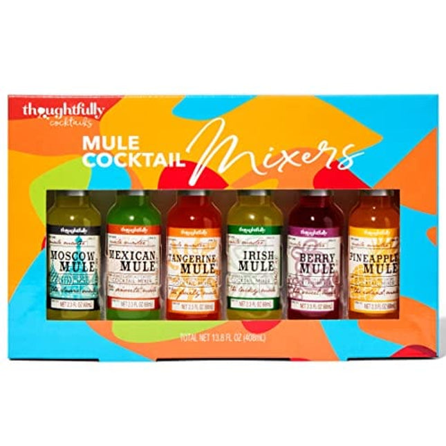Thoughtfully Cocktails, Mule Master Cocktail Mixer Set, Vegan and Vegetarian, Flavors Include Moscow, Berry and more, Set of 6 (Contains No Alcohol)