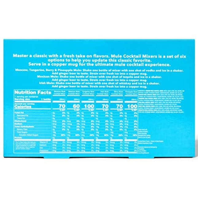 Thoughtfully Cocktails, Mule Master Cocktail Mixer Set, Vegan and Vegetarian, Flavors Include Moscow, Berry and more, Set of 6 (Contains No Alcohol)