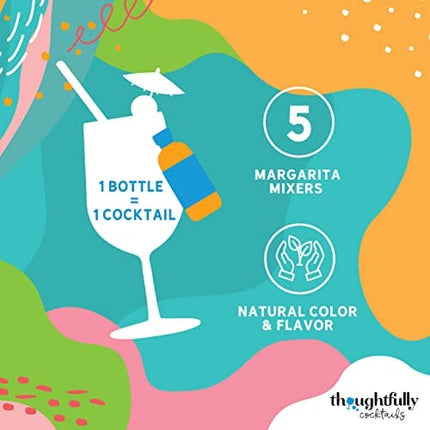 Thoughtfully Cocktails, Naturally Flavored Margarita Mixers in Glass Bottles, Vegan and Vegetarian, Pre-Measured, Single-Serve Mixers for the Right Pour Every Time, Pack of 5 (Contains NO Alcohol)
