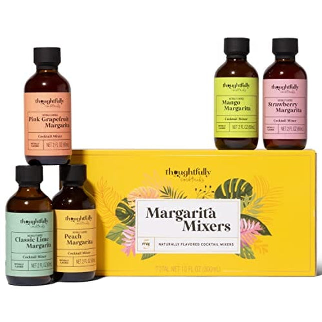 Thoughtfully Cocktails, Naturally Flavored Margarita Mixers in Glass Bottles, Vegan and Vegetarian, Pre-Measured, Single-Serve Mixers for the Right Pour Every Time, Pack of 5 (Contains NO Alcohol)