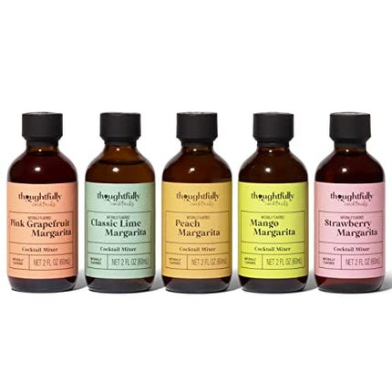 Thoughtfully Cocktails, Naturally Flavored Margarita Mixers in Glass Bottles, Vegan and Vegetarian, Pre-Measured, Single-Serve Mixers for the Right Pour Every Time, Pack of 5 (Contains NO Alcohol)