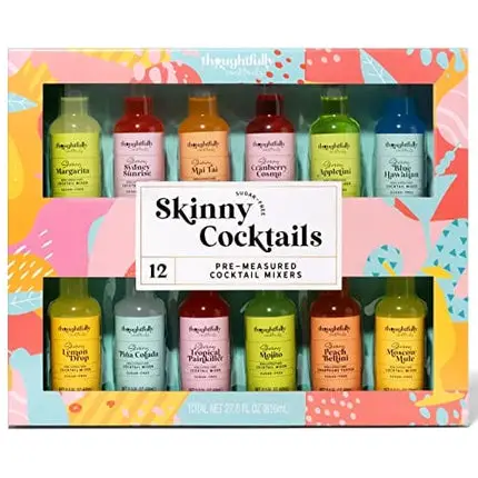 Thoughtfully Cocktails, Skinny Cocktail Mixer Set, Vegan and Vegetarian, Flavors Include Margarita, Moscow and More, Set of 12 (Contains NO Alcohol)