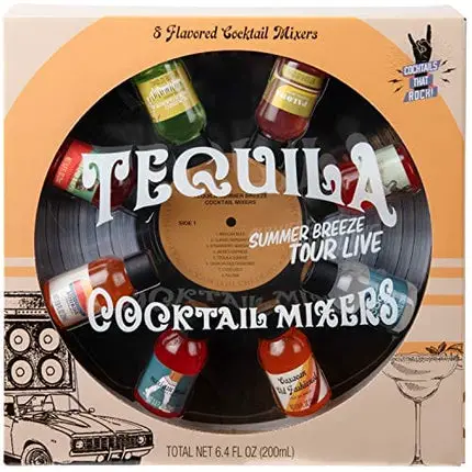 Thoughtfully Gifts, Greatest Hits Cocktail Mixers for Tequila Gift Set, Flavors Include Tequila Sunrise, Mexican Mule, Classic Margarita and More, Pack of 8 (Contains NO Alcohol)