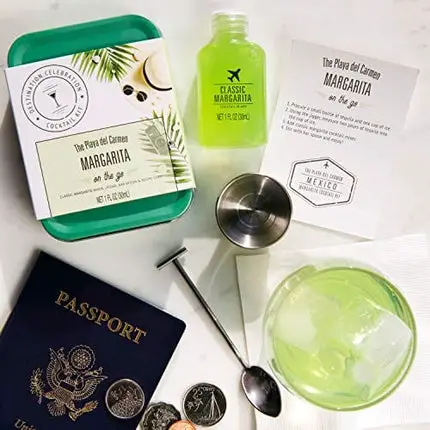 Thoughtfully Cocktails, Cocktail Kit Travel Tin Gift Set, Includes Classic Margarita Cocktail Mixer, Jigger, Bar Spoon and Recipe Card (Contains NO Alcohol)