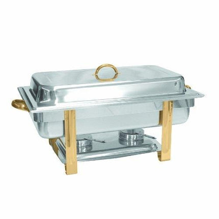 Excellanté Stainless Steel 8 Quart Gold Accented Oblong Chafer