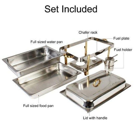 Excellanté Stainless Steel 8 Quart Gold Accented Oblong Chafer