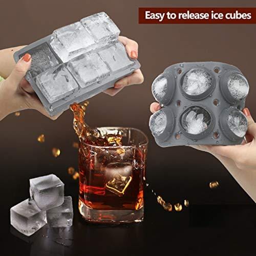 TINANA Crystal Clear Ice Maker, Silicone Ice Ball Tray, 2 Large