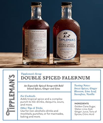 Tippleman's Double Spiced Falernum Syrup - Craft Cocktail Mixer - All Natural Complex Cocktail Bar Syrup for Tropical or Spiced Cocktails - Makes 17 Cocktails
