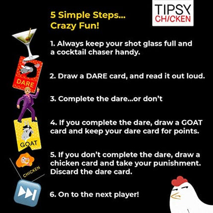 Tipsy Chicken Drinking Game - Card Games for Adults Party - Great Secret Santa Gift and for Party Games