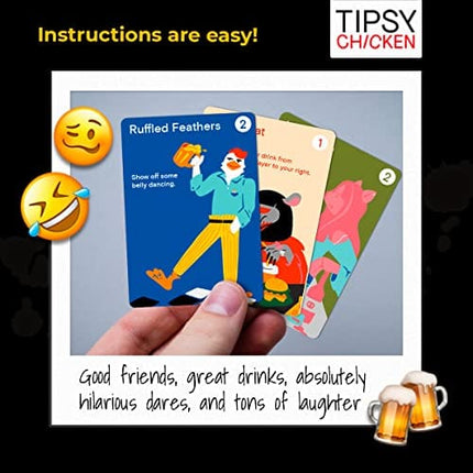 Tipsy Chicken Drinking Game - Card Games for Adults Party - Great Secret Santa Gift and for Party Games