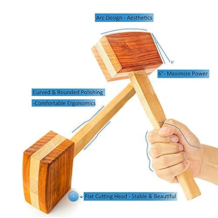 TMKEFFC Ice Mallet Lewis Bag Bartender Kit, Manual Wood Splicing Hammer and Reusable Three-Layer Thickened Canvas Bag for Ice Crushing, Craft Cocktail Tool for Home Party Bar Kitchen Restaurant