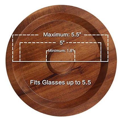 TMKEFFC Margarita Salt Rimmer Bar Cocktails Sugar Rimming, Acacia Wood Glass Rimmer for Wide Glasses up to 5.5 Inches