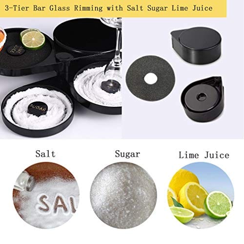 1 Pack 3 Tier Bar Glass Rimmer for Margarita and Cocktail, Bartender T ...