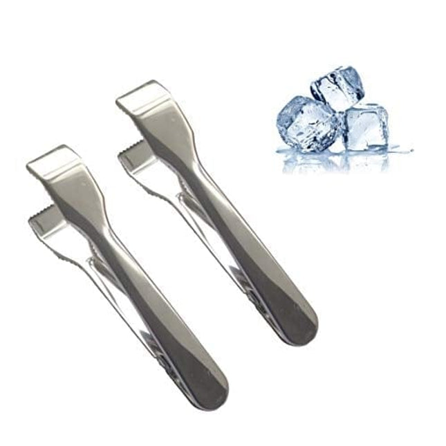 UWYSTON Stainless Steel Ice Tongs with Sawteeth for Ice Bucket Ice Sugar Cubes Coffee Bar Food Serving (2pcs)