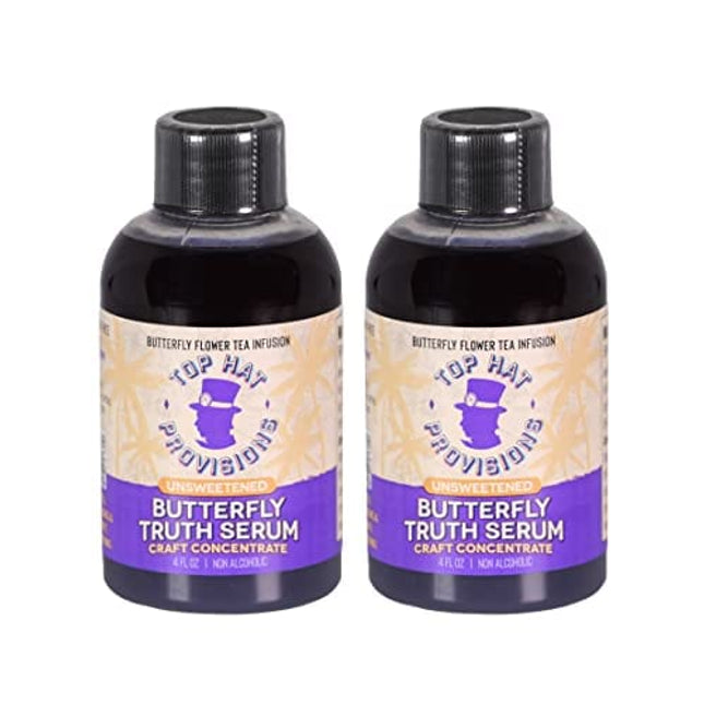 Top Hat Butterfly Truth Serum - Blue Flower Tea Extract - Butterfly Tincture - Pea Tea Bitters - Unsweetened - Alcohol Free - Make Drinks Blue and Purple - 2 pack of 4oz bottles